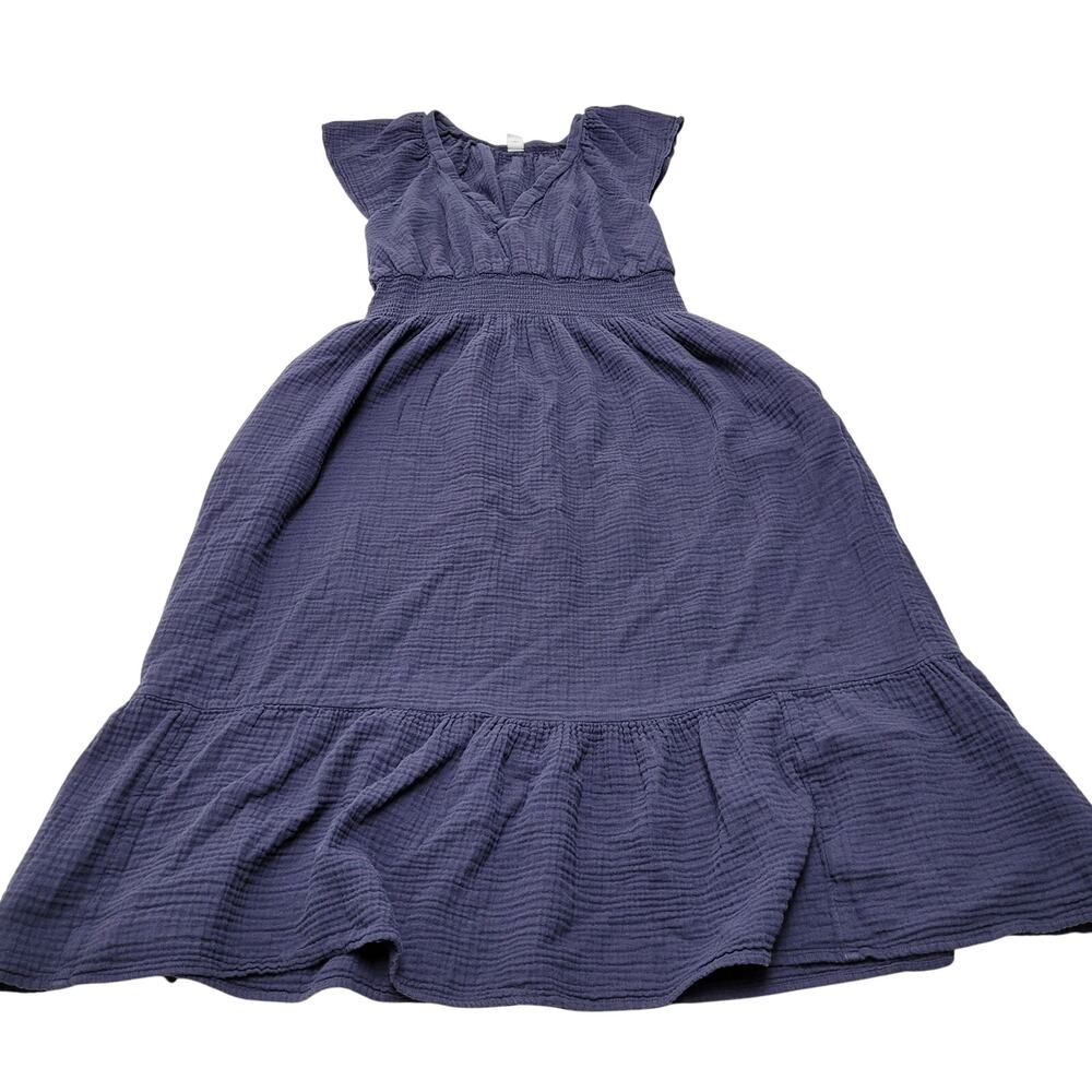 Old Navy cotton gauze smocked midi dress flutter sleeve boho cottagecore large